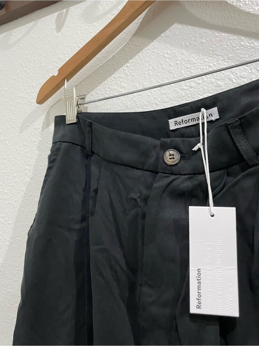 NWT Reformation Mason Black Wide Leg Pants Trouser Contemporary Slim Luxury - Picture 6 of 14